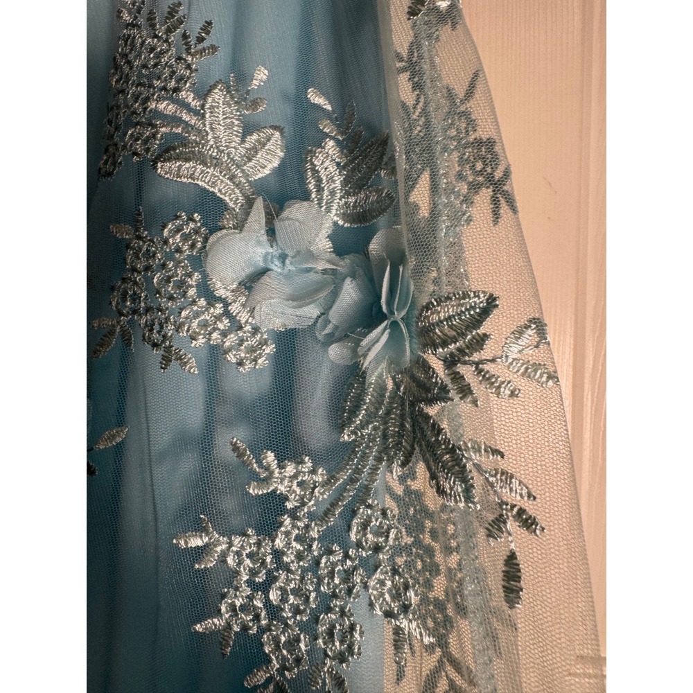 Lulus Light Blue Floral Lace 3D Applique Bustier Maxi Dress Formal Evening Prom - Picture 10 of 16